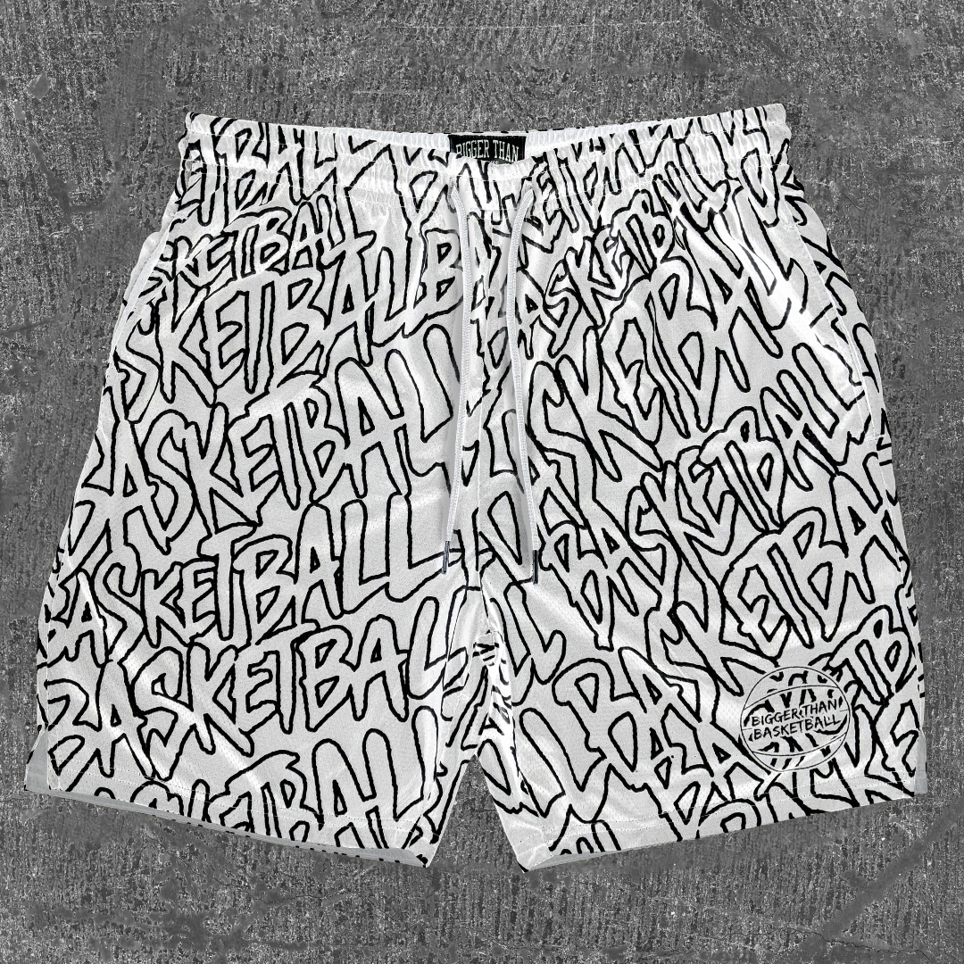 "Basketball" Graffiti - Shorts - White