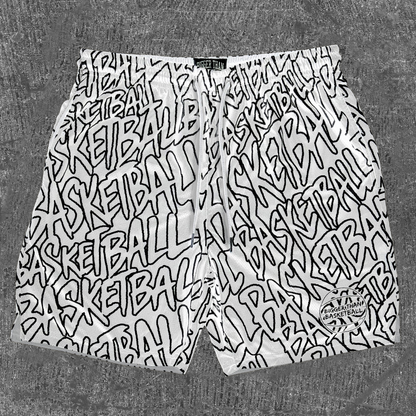 "Basketball" Graffiti - Shorts - White