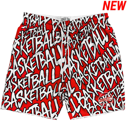 "Basketball" Graffiti - Shorts - Red