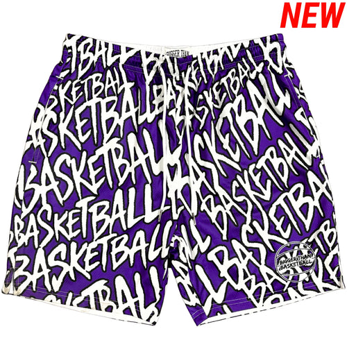 "Basketball" Graffiti - Shorts - Purple