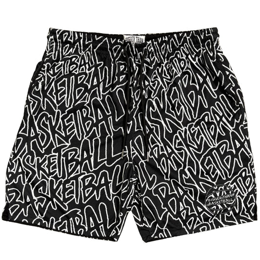 "Basketball" Graffiti - Shorts - Black/Black