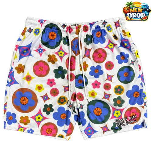 Buckets & Blooms - Shorts - White