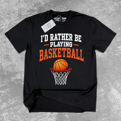 I'd Rather Playing Basketball - T-Shirt - Black