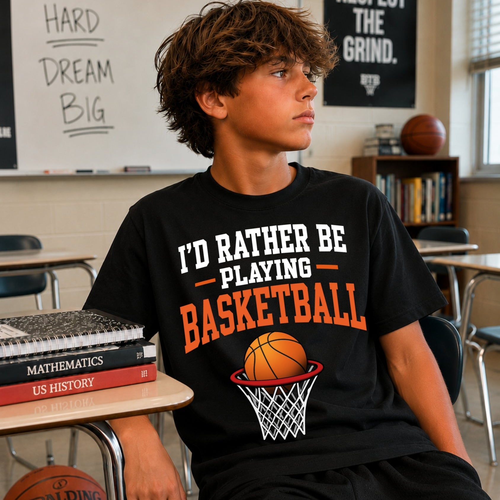 I'd Rather Playing Basketball - T-Shirt - Black