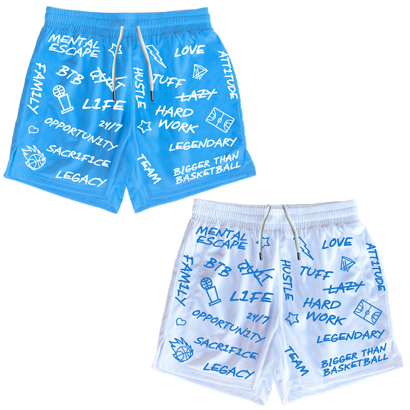 Emotions - Reversible Shorts - Blue / White